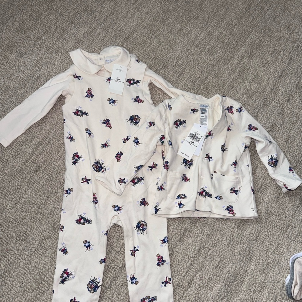 Ralph Lauren Baby 3 Piece Winter Bear Outfit Set